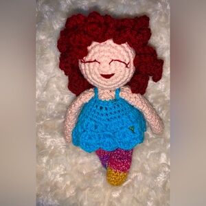 Ginger hair  Crochet doll, 8  Doll, Handmade acrylic yarn curly red hair